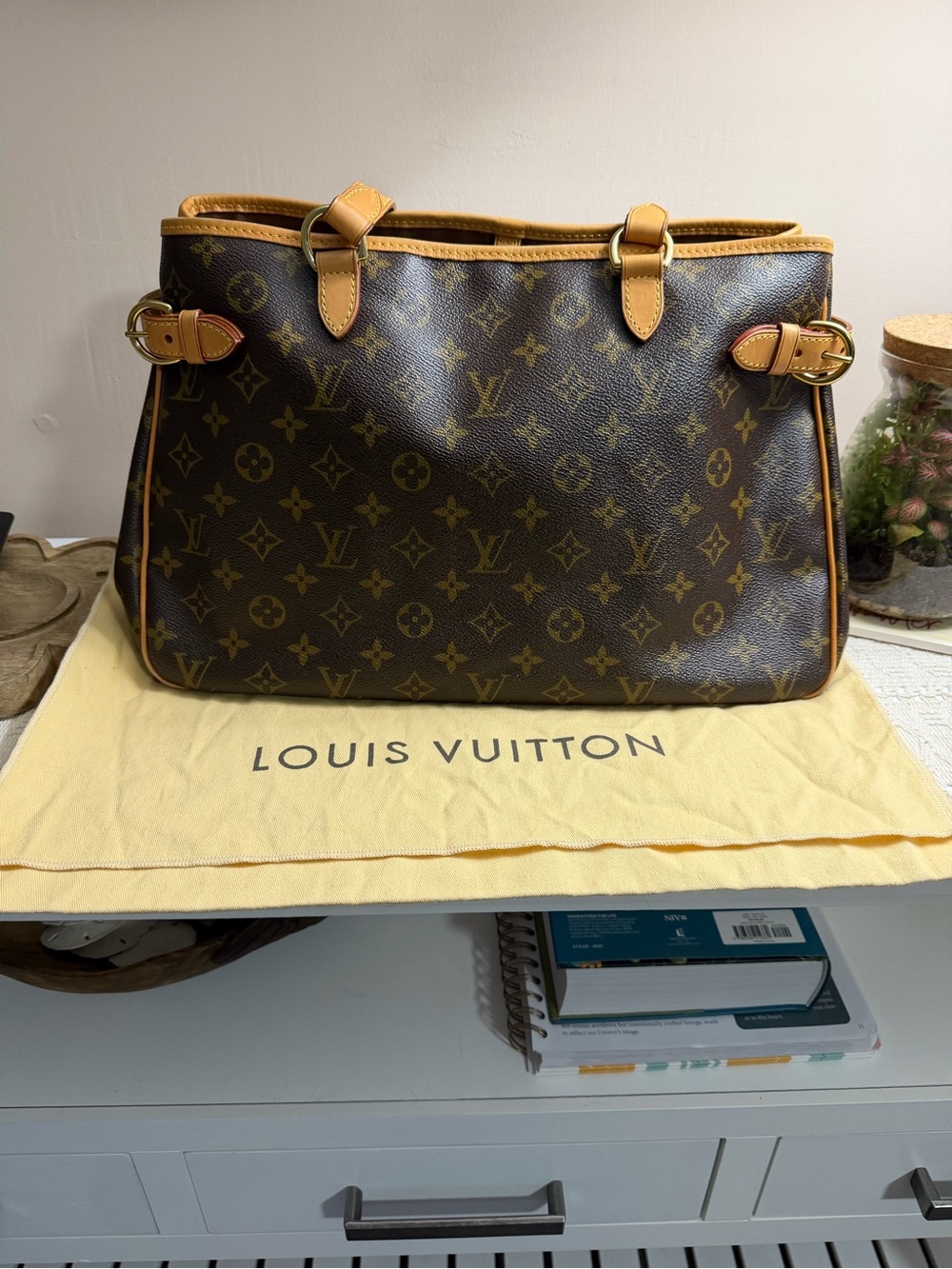 Louis Vuitton Monogram Canvas Tote with Tan Trim